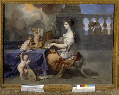 Saint Cecile spiller cembalo for å konvertere mannen sin til katolisisme. Saint Cecile er skytshelgen for musikere av Pierre Puget