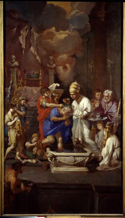 Dåpen til Konstantin (Konstantin I den store, 270-337). Maleri av Pierre Puget (1620-1694) av Pierre Puget