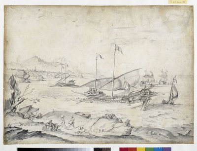 Utsikt over havnen i Marseille (tegning) av Pierre Puget