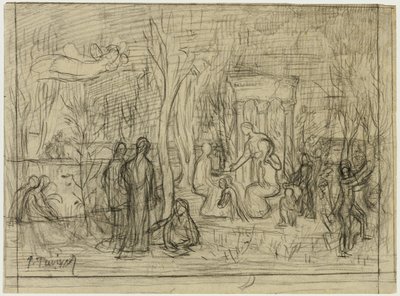 Komposisjonsstudie for The Sacred Grove, Beloved of the Arts and the Muses av Pierre Puvis de Chavannes