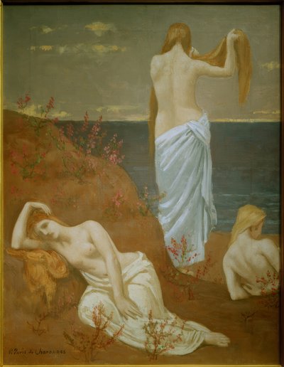 Unge kvinner ved sjøen av Pierre Puvis de Chavannes