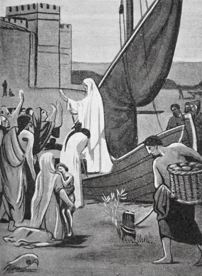 St. Genevieve bringer forsyninger til Paris (litografi) av Pierre Puvis de Chavannes