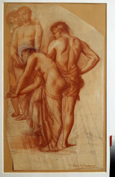 Studie av 4 figurer for "" Rest"". Tegning av Pierre de Puvis De Chavannes (1824-1898) Søn. 0,73 x 0,43 m Paris. Orsay museum av Pierre Puvis de Chavannes