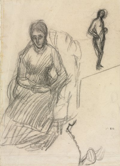 Studie av Madame Marie Cantacuzène, Studie av stående kvinnelig naken, ca. 1883. av Pierre Puvis de Chavannes
