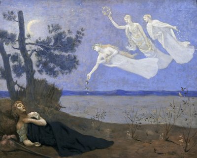 Drømmen: I søvne så han Love, Glory and Wealth dukke opp for ham, 1883 olje på lerret) av Pierre Puvis de Chavannes