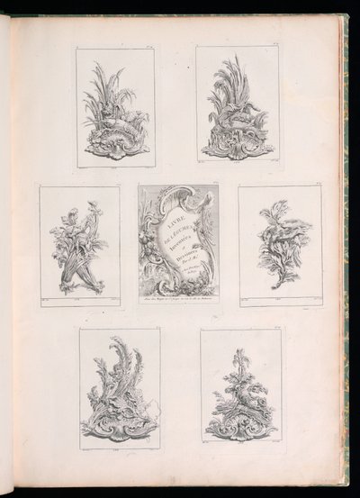 Pyntdesign med to døde fugler liggende på Acanthus -grenen, fra Livre de Legumes av Pierre Quentin Chedel