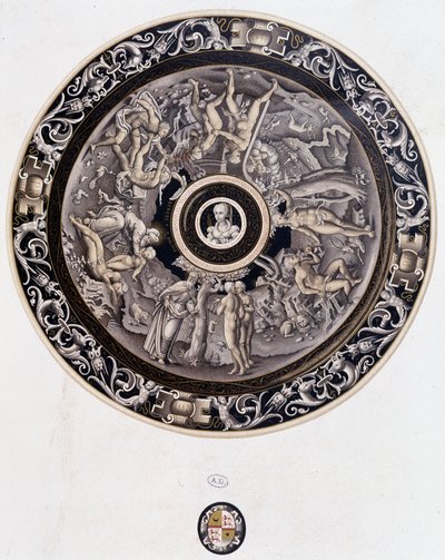 Porselensplate fra 1500-tallet som representerer Genesis av Pierre Reymond, Limoges av Pierre Reymond
