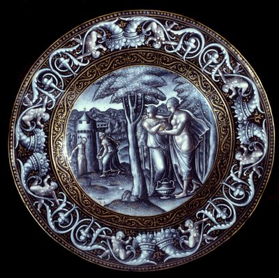 Venus og Psyche Plate i emalje malt av Pierre Reymond (1513-1584) 1500-tallet av Pierre Reymond