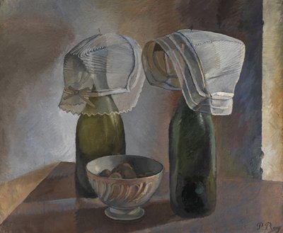 Stilleben med flasker og bretonsk panser, ca. 1924 (olje på lerret) av Pierre Roy