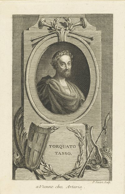 Portrett av Torquato Tasso 1544-1595, ca 1770. av Pierre Savart