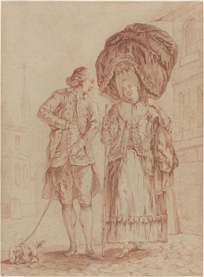 En geistlig ledsager en dame på hennes morgenvandring av Pierre Thomas Le Clerc