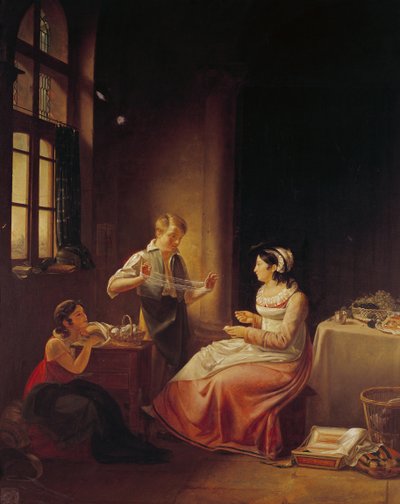 Interiør i et hus i Macon av Pierre Victor Olagnon