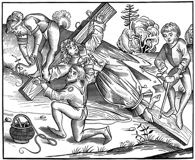 Spedbarnet Richard av Pontoise korsfestet av jøder, 1493 1849. av Pierre Wolgmuth