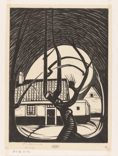 Pil foran et hus av Piet Egmond (signed by artist)