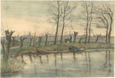 Amsterdams skyline sett fra vest av Piet Mondrian