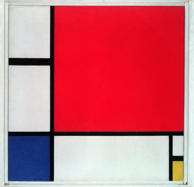 Komposisjon nr. II, i rødt, blått og gult av Piet Mondrian
