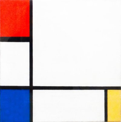 Komposisjon nr. IV med rød, blå og gul av Piet Mondrian