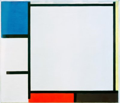 Komposisjon med blått, gult, rødt, svart og grått av Piet Mondrian
