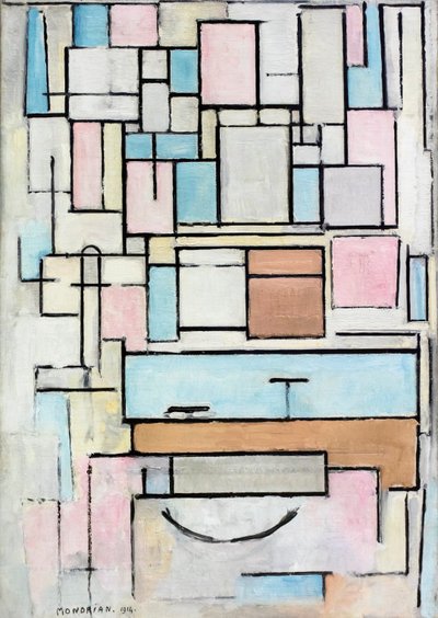 Komposisjon med fargeplan: Fasade av Piet Mondrian