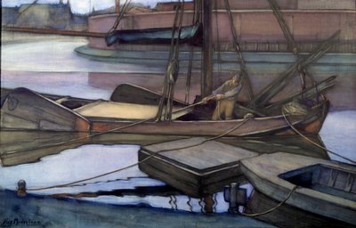 Avreise for fiske (Zuidersee) 1900 (akvarell og kull) av Piet Mondrian