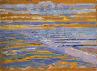 Sanddyner med strand og brygge, Domburg. 1909 av Piet Mondrian
