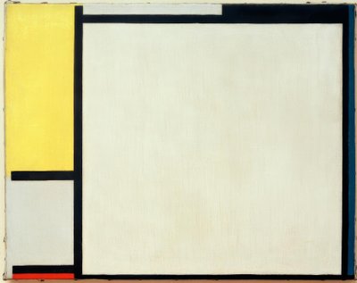 Komposisjon med gul, svart, blå, rød og grå av Piet Mondrian