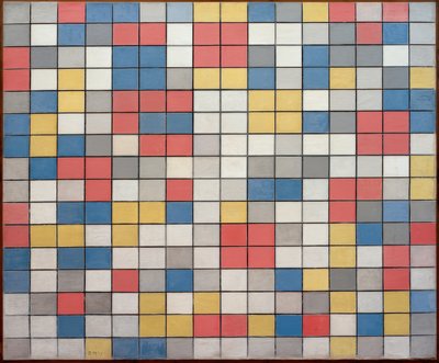 Komposisjon med rutenett 9; Sjakkbrett med lyse farger av Piet Mondrian