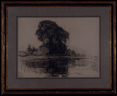 Landzicht Farm: Compositional Study, ca. 1905 (kull på blågrått papir) av Piet Mondrian