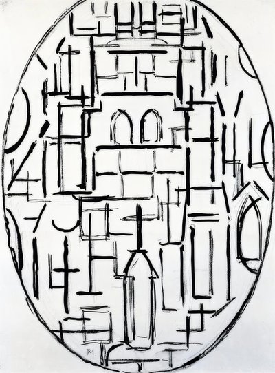 Piet Mondrian (1872–1944), kirke i Domburg, 1914. av Piet Mondrian