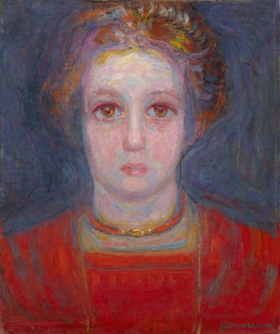 Portrett av en jente i rødt, 1908. av Piet Mondrian