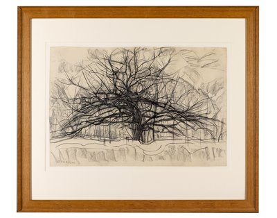 Studie for The Grey Tree, 1911 (svart fargestift på papir) av Piet Mondrian