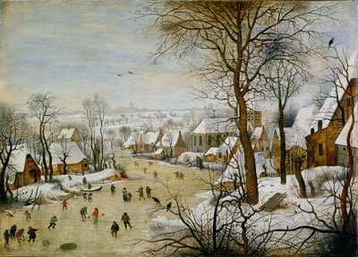 Vinterlandskap med fuglefelle av Pieter Brueghel the Younger