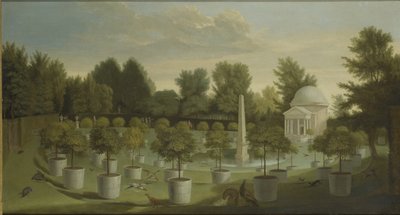 Utsikt over Orange Tree Garden, Chiswick House (olje på lerret) av Pieter Andreas Rysbrack