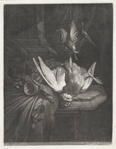 Stilleben med fjærfe av Pieter Anthony Wakkerdak