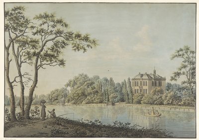 Utsikt over Over Holland-huset med tekuppel på Vecht i Nieuwersluis av Pieter Bartholomeusz. Barbiers