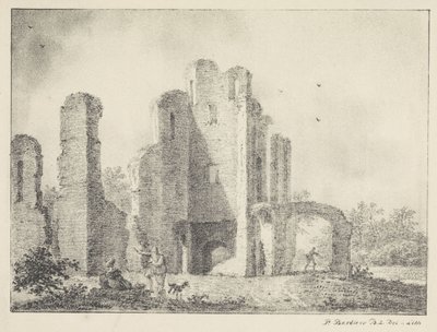 Landskap med ruiner og figurer av Pieter Bartholomeusz. Barbiers