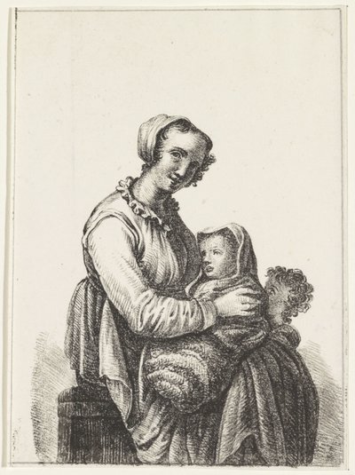 Mor med baby og småbarn av Pieter Bartholomeusz. Barbiers