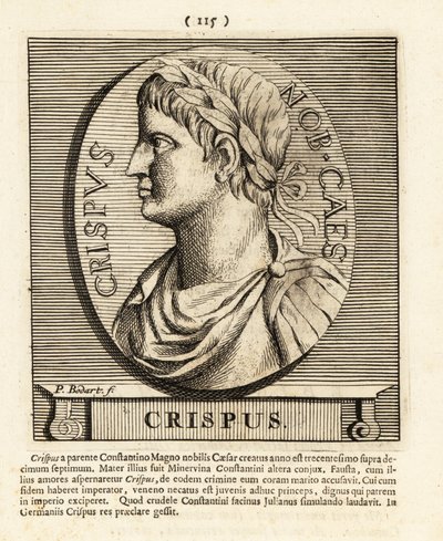 Flavius Julius Crispus, sønn av den romerske keiseren Konstantin den Gre, 1724 (gravering) av Pieter Bodart