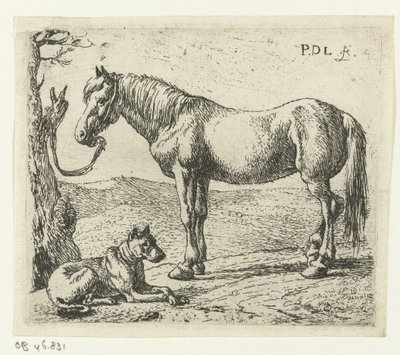 Hest og hund på en eng Hester (serietittel) av Pieter Bodding van Laer