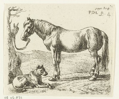 Hest og hund på en eng Hester (serietittel) av Pieter Bodding van Laer