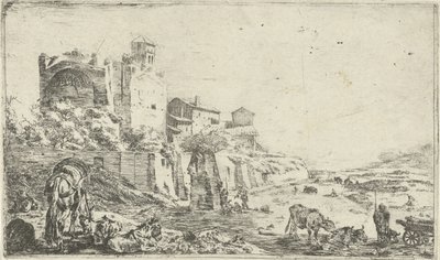 Ruinene av Venus- og Roma-tempelet av Pieter Bodding van Laer