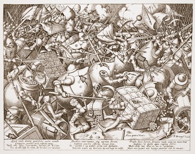 Slaget om penger, gravert av Pieter van der Heyden, etter 1570 av Pieter Bruegel the Elder