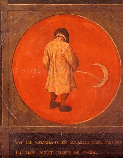 Uansett hva jeg gjør, angrer jeg ikke, jeg fortsetter å pisse mot månen, c1558-1560 av Pieter Bruegel the Elder