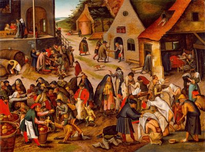 De syv barmhjertighetens verk, mellom 1616 og 1638 av Pieter Brueghel the Younger