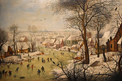 Vinterlandskap med en fuglefelle av Pieter Brueghel the Younger