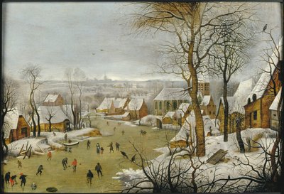 Vinterlandskap med en fuglefelle, og flukten til Egypt, 1622. av Pieter Brueghel the Younger