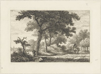 Landskap med overbygd vogn Vannlandskap (serietittel) av Pieter Casper Christ