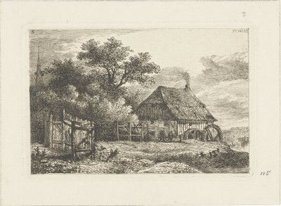 Landskap med vannmølle Vannlandskap (serietittel) av Pieter Casper Christ