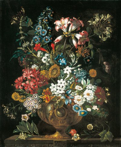 oktober, fra The Twelve Months of Flowers, en blomsterkalender med stilleben av Pieter Casteels