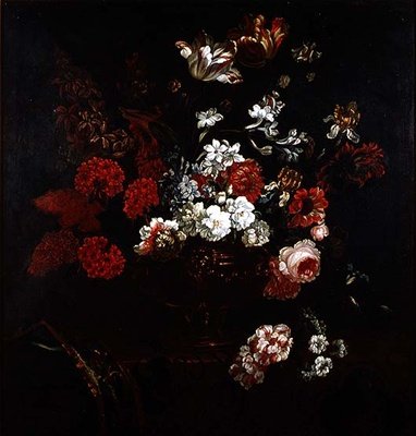 Stilleben av blomster i en kobbervase av Pieter Casteels